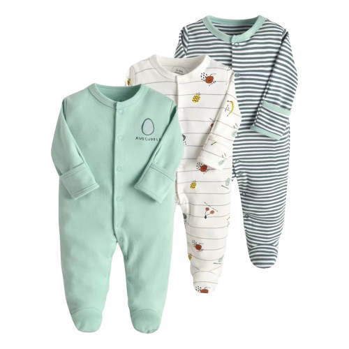 MEZZALL Baby Footie Pajama with Mitten Cuffs, Double Zipper Cotton clothes Sleeper Pjs, Footed Sleep Play