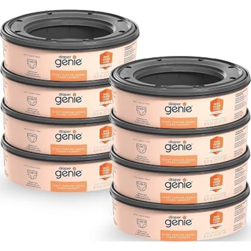 Diaper Genie Bags Refills 270 (Pack of 8) Clean Laundry Scent | Diaper Pail Refills with Max Odor Lock | Holds up to 2160 Newborn Diapers