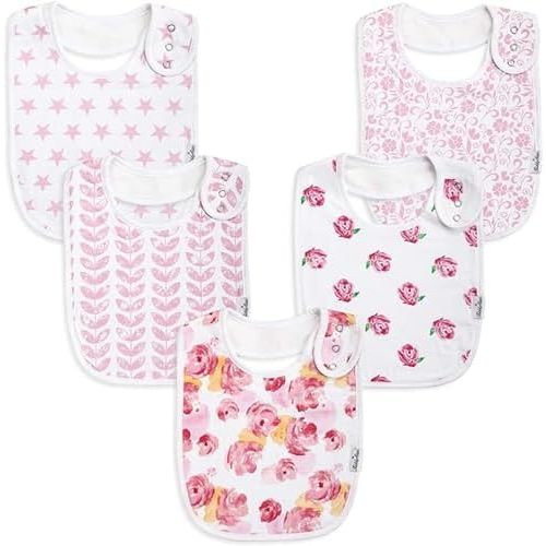 Double Layer Baby Bibs | Ideal For Drooling, Teething, Feeding Infants | Organic Cotton, Thick, Snap Closure
