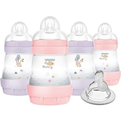 MAM Easy Start Anti-Colic Baby Bottle 5 oz, Slow Flow, Breastfeeding-Like Silicone Nipple Bottle, Reduces Colic, Gas, & Reflux, Easy-to-Clean, BPA-Free, Vented Baby Bottles for Newborns, 0-3 Months