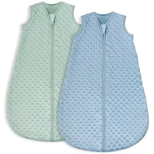 Yoofoss Fleece Baby Sleep Sack 0-6 Months with Plush Dots, TOG 1.5 Baby Wearable Blanket with 2-Way Zipper, Organic Cotton Toddler Sleep Sack Fleece