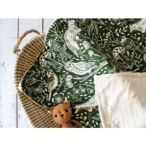 Olive Animal Baby Minky Blanket, Personalized Blanket, Forest Animal Baby, Nature Nursery, Monogrammed Blanket, Gender Neutral Baby