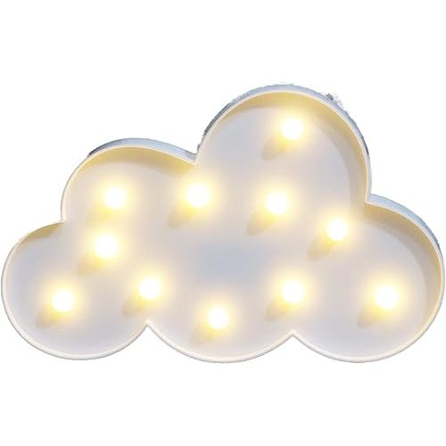 White LED Cloud Marquee Signs, Light Up Cloud Decorative Signs Hanging Hole Nursery Room Cloud Night Light for Baby Shower, Party Supply, Christmas Decor-Cloud(White)