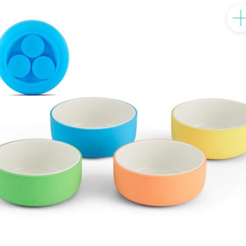 Porcelain Bowl with Silicone Suction Sleeves