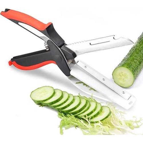 Vegetable Scissors,Food Cutter Choppers Meat Scissors Kitchen Shears,Quick Vegetable Slicer with Cutting Board Knife Kitchen Must Haves Chopping Scissors for Kitchen