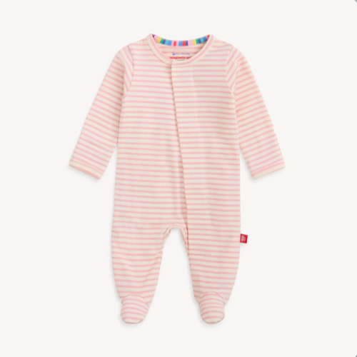 Magnetic Me - CloudStretch™ Magnetic Footie, rose stripe, 0-3 months