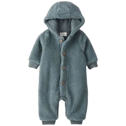 Carter's Little Planet Organic Baby Sherpa Hooded Jumpsuit Made with Recycled Materials, 12 months Aqua Grey (Aqua Grey, 24 Months)
