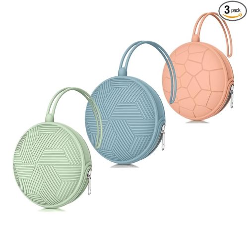 3 Pack Portable Pacifier Holder Case Set, Cover Pouch Bag for Diaper Bags, Baby Carriage Storage Container Box, Easy to Clean (Blue+Muted Red+Mint)