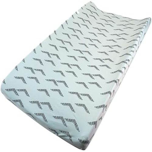 HonestBaby Boys Organic Cotton Changing Pad Cover, Pyramids Whispering Blue, One Size