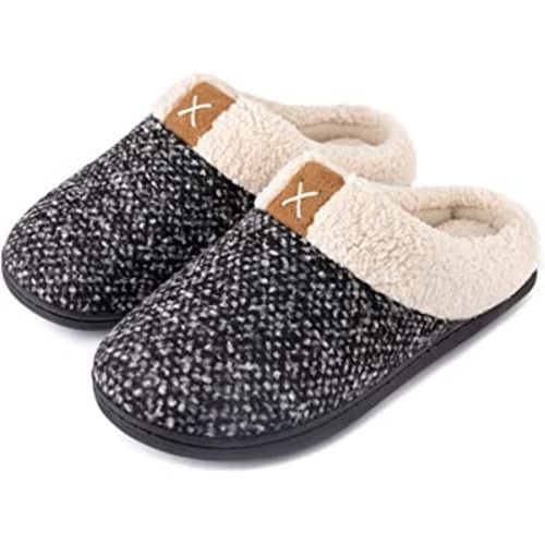 ULTRAIDEAS Women's Fuzzy Wool-Like House Shoes with Memory Foam, Gift for Women, Ladies Slippers with Indoor &Outdoor Anti-Skid Rubber Sole