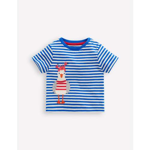 Fun Appliqué T-shirt-Soft Ivory/ Kingfisher Blue