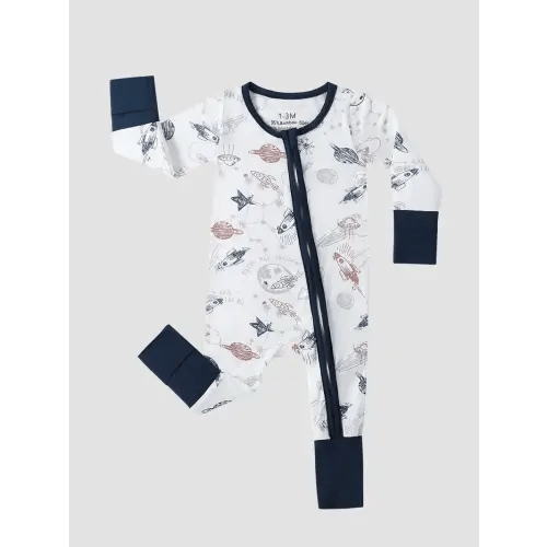bamboo themed romper sleeper mitten cuffs feet - Temu