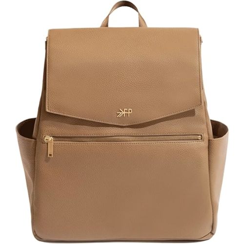 Freshly Picked Classic II Diaper Bag Backpack, Wipeable Vegan Leather Diaper Bag With Changing Pad, Convertible (Toffee V2)
