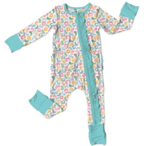 Kayelee Leopard Ruffle Convertible Footie, 0-3M