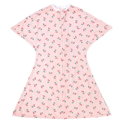 SleepingBaby Zipadee-Zip Transition Swaddle - Cozy Baby Swaddle Blanket with Zipper Convenience - Roomy Wearable Blanket for Easy Diaper Changes - Cherries, Large (12-24 Month)
