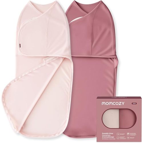 Momcozy Swaddles for Newborns, Quiet Fastner Suitable for Infant 0-3 Months, New-Parent-Friendly Swaddle Sack, Reduce Startle Reflex, Newborn Boys Girls Registry Essentials, 2-Pack, Bloom