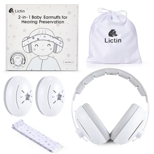 Lictin 2-in-1 Baby Earmuffs Noise Protection, Infant Noise Cancelling Headphones, Adjustable Baby Ear Protection, Star Noise Reduction Earmuffs for Babies and Toddlers up to 4 Years