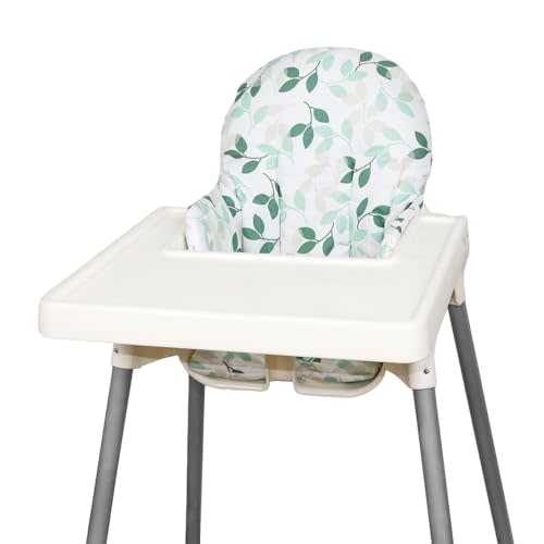 Lomgwumy for IKEA High Chair Cushion, for Antilop High Chair Cushion, High Chair Pad for IKEA Antilop Highchair, Cotton Non-Slip, Soft, Baby Sitting More Comfortable (Green Leaf)