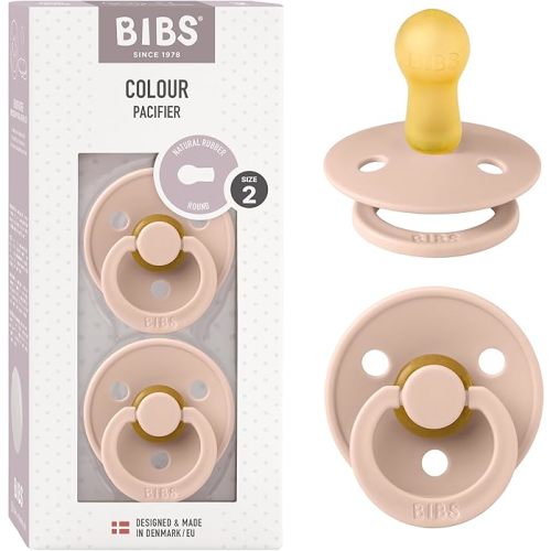 Bibs Pacifiers Color Collection, Set of 2 BPA-Free Latex Pacifiers Made in Europe, Round Nipple Baby Pacifier.
