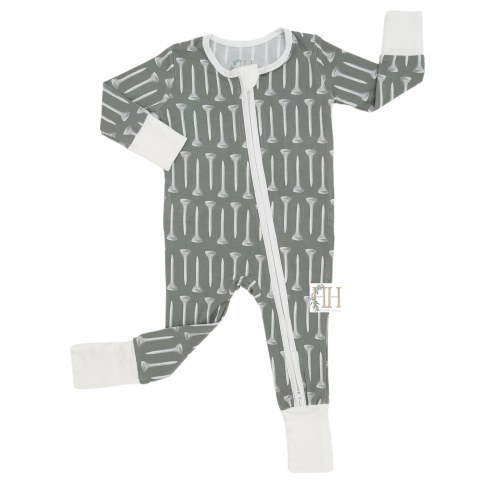 Green Teed Up Double Zipper Romper