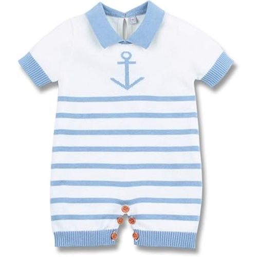 mimixiong Nautical Baby Boy Romper Adorable Toddler Navy Bodysuit Short Sleeve Cotton Clothing