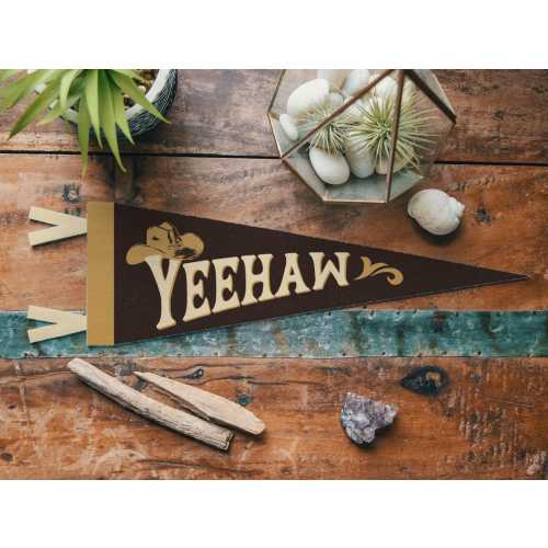 Yeehaw Felt Pennant | Vintage Wild West Cowboy Banner, Inspirational Kids Room Decor, Western Nursery Wall Art, Rustic Home Accent Gift.