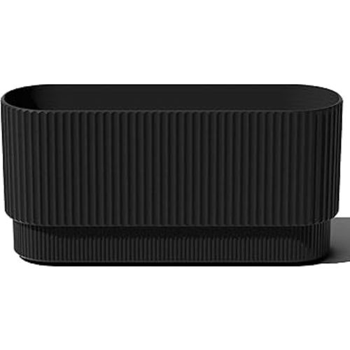 Veradek Demi Series Long Planter for Porch, Patio, Backyard | Durable Plastic-Concrete Material | Modern Décor for Shrubs, Flowers