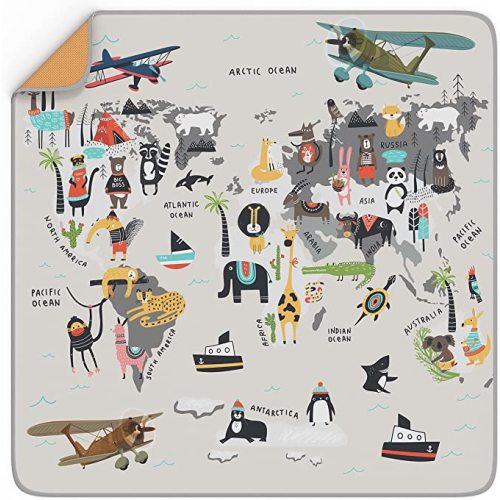 BABYBOET Splat Mat for Baby – Under High Chair Floor Mat Protects Wood, Vinyl and Carpet from Spills – Waterproof 4 Layer Baby Mat with Anti-Skid Backing Deters Bunching and Sliding (51” x 51”)