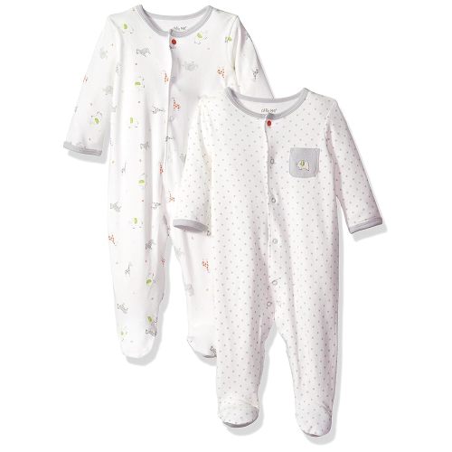 Little Me Baby Boys' and Girls' 100% Cotton 2-Pack Footies