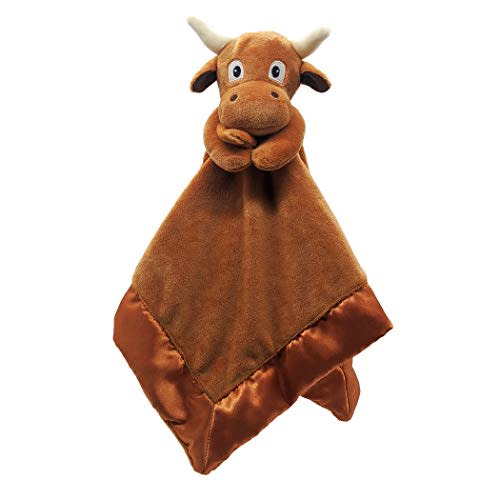 Yikes Twins Longhorn Lovey Blanket for Baby | Large 20" x 20" Baby Lovey for Girls or Boys | Cute Longhorn Security Blanket for Babies and Toddlers