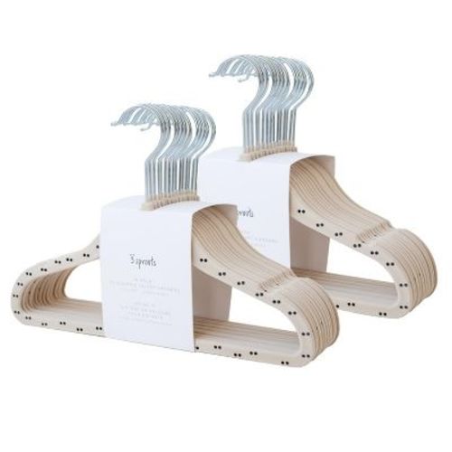 3 Sprouts Kids & Baby Velvet Hangers 30 Pack - Double Dot Beige