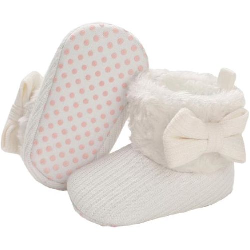 Baby Fleece Booties Newborn Warm Slippers Cozy Winter Boots Sock Shoes Infant Crib Bootie with Non Skid Bottom 0-18Month