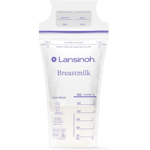 Lansinoh Breastmilk Storage Bags, 200 Count Value Pack, Easy to Use Breast Milk Storage Bags for Feeding, Baby Essentials, Presterilized, Hygienically Doubled-Sealed for Freezing & Refrigeration, 6 OZ - 200 Count Bags