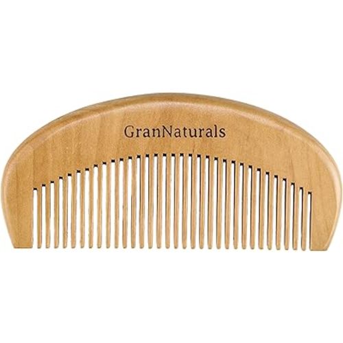 GranNaturals Wooden Comb for Detangling & Styling Wet or Dry Hair - Small Pocket Sized Fine Tooth Natural Wood for Curly, Thin, Thick, Wavy, or Straight Hair - Women's Birthing & Labor