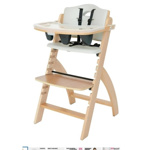 Abiie Wooden High Chair with Tray - Adjustable and Convertible High Chair for Babies and Toddlers