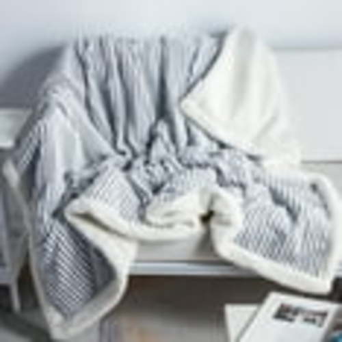DISSA Sherpa Fleece Blanket Soft Grey and White Throw Blanket Cozy Plush Blankets for Couch Sofa Bed,51"x63"