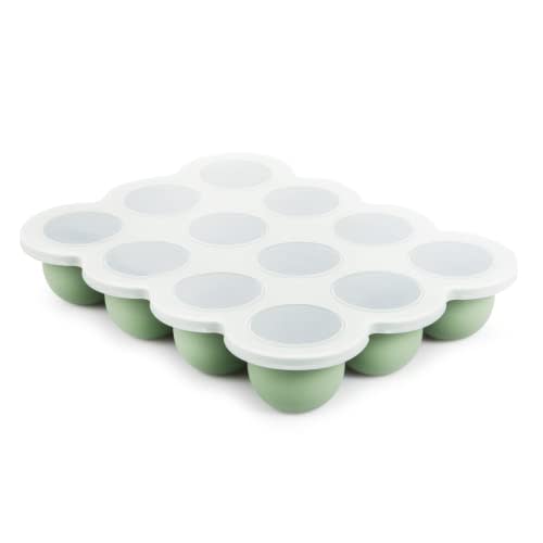 btrfe Baby Food Storage Container, 12 Portions Silicone Baby Food Freezer Tray with Lid, Perfect for Homemade Baby Food Vegetable & Fruit Purees and Breast Milk (Loden Frost Green)