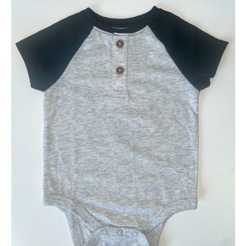 Jumping Beans 6 Months Bodysuit - Black and Grey Baseball-T