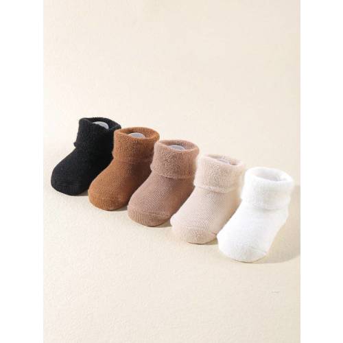Ankle Crew Socks with Grips, Baby Toddler Kids Unisex Warm Thick Winter Socks 0-6T 6-12T 5pairs | SHEIN USA