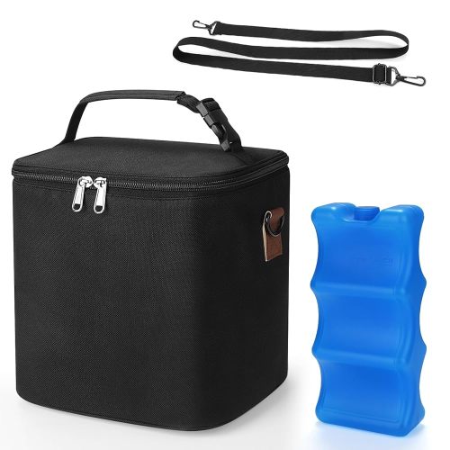 Accmor Breastmilk Cooler Bag with Ice Pack, Baby Bottle Cooler Bags, Insulated Bottle Cooler Tote Bags On The Go, Fits 6 Large 9oz Bottles, for Nursing Mom Daycare Travel, Black