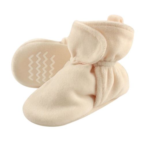 Hudson Baby Baby and Toddler Cozy Velour Booties, Cream, 0-6 Months