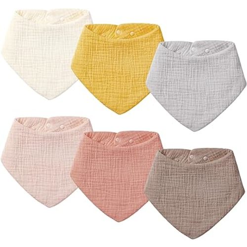 Muslin Baby Bibs for Unisex Boys Girls, Soft Cotton Baby Drool Bibs, Drooling and Teething Bibs for Infant, Newborn