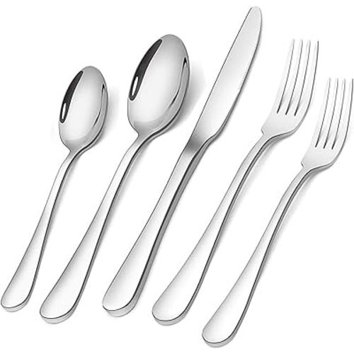 Silverware Set, Briout Flatware Set Service for 4 Stainless Steel Cutlery Set 20 Piece Include Upgraded Knife Spoon Fork Mirror Polished, Dishwasher Safe
