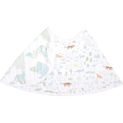 aden + anais Essentials Burpy Bib, 100% Cotton Muslin, Soft Absorbent 4 Layers, Multi-Use Burp Cloth and Bib, 22.5" X 11", Single, Voyager-Ecosphere