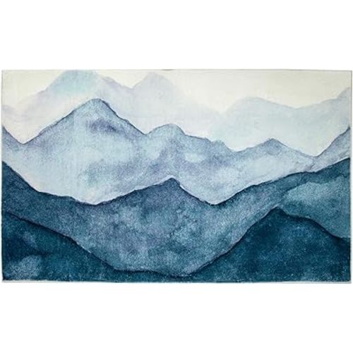 Levtex Home - Trail Mix Mountains - Rug/Carpet - 5 x 7 (60in. X 84in.) - Indigo, Blue, Charcoal, Grey and Cream - 100% Polyester - Woven Fabric Backing - Bedroom, Playroom, Family Room or Kids' Room