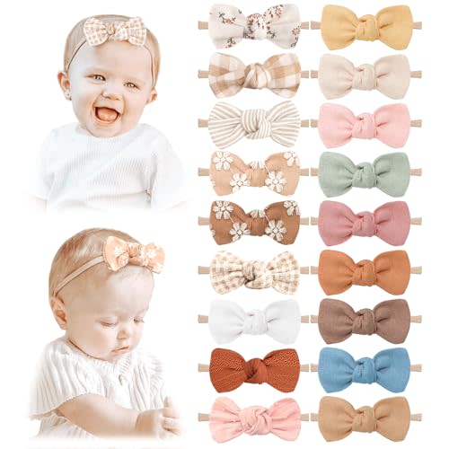 Niceye Baby Girl Bows and Headbands, Stretchy Nylon Hairbands Hair Bows for Newborns, Infants, Toddlers - Handmade Baby Hair Accessories for Girls