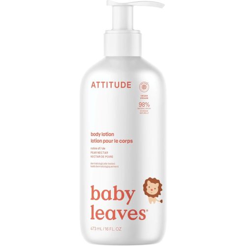 ATTITUDE Baby Lotion, EWG Verified Moisturizer, Dermatologically Tested Moisturizing Cream, Vegan and Cruelty-Free, Pear Nectar, 16 Fl Oz