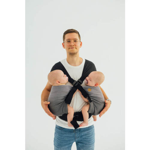 LennyTwin Carrier, Standard Size, herringbone weave 100% cotton - LITTLE HERRINGBONE OMBRE GREY