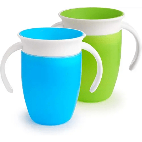 Munchkin® Miracle® 360 Trainer Cup, 7 Ounce, 2 Pack, Green/Blue