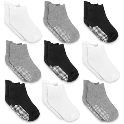 Infinno Baby Non Slip Ankle Socks 9 Pairs - Toddler Socks with Grips for Kids, Infants Boys and Girls 6-24 Months, 1T-7T